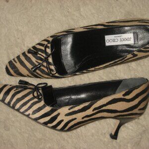 JIMMY CHOO PONYFUR PUMPS CAROLINE ZEBRA SHOES 40  9.5